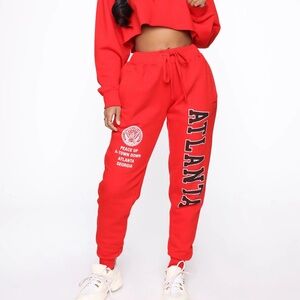 RED FASHION NOVA SWEATPANTS
